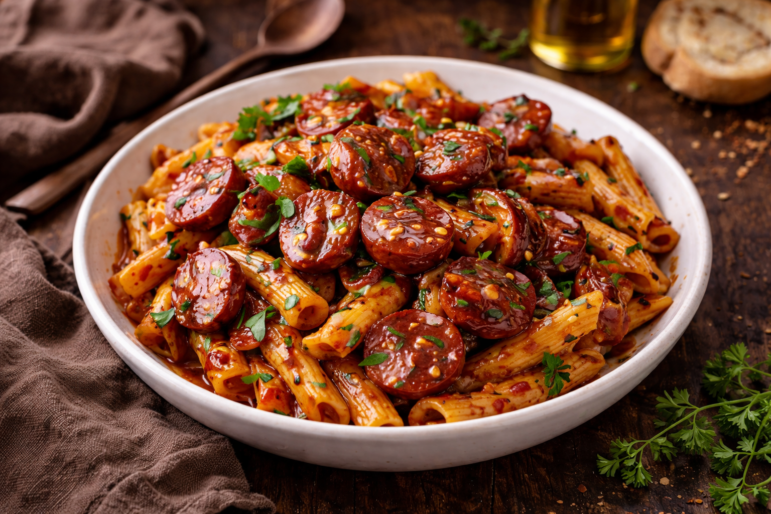 Sweet Chilli BBQ Sausage Pasta