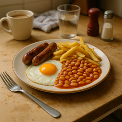 Sausage, Eggs, Chips & Beans