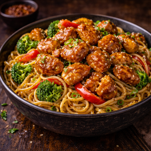 Sticky Garlic Chicken Noodles