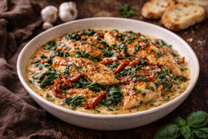 Creamy Tuscan Chicken with Spinach & Sun-Dried Tomatoes