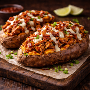 BBQ Chicken Loaded Sweet Potatoes
